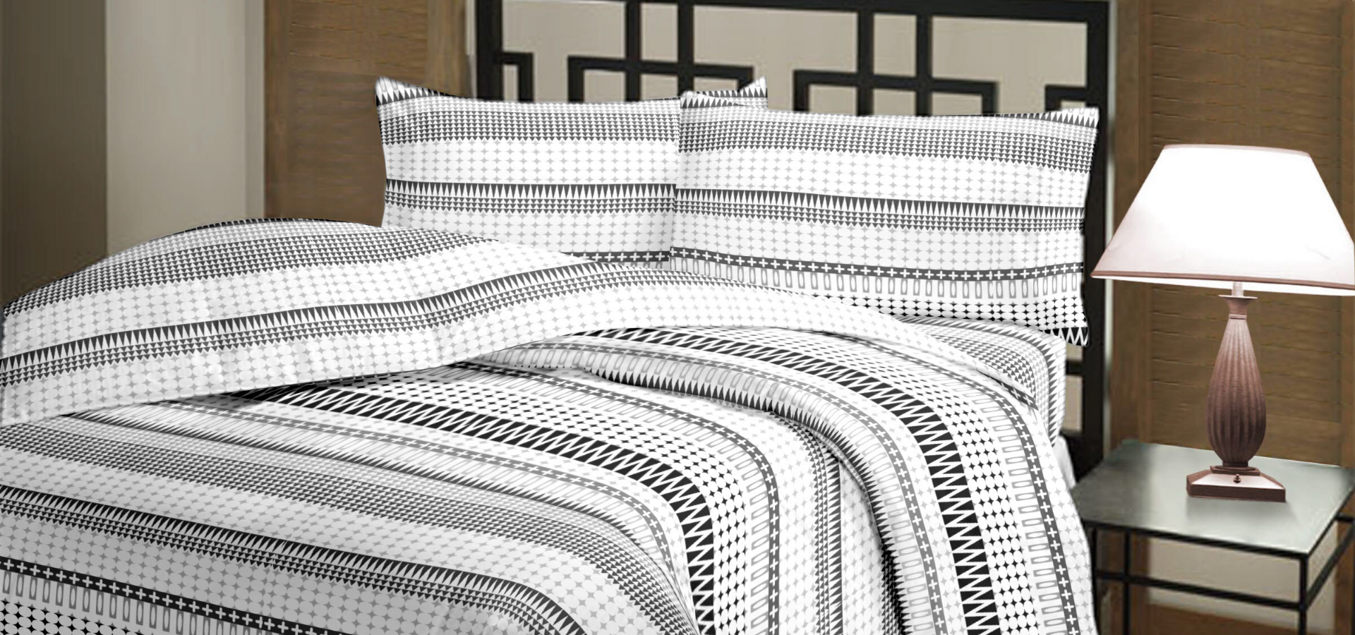 GEOMETRY GRAY BED